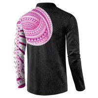 Samoan Art Tattoo Polynesian Pattern Button Sweatshirt Pink Out Color LT03 - Polynesian Pride