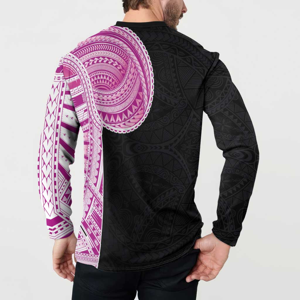 Samoan Art Tattoo Polynesian Pattern Button Sweatshirt Pink Out Color LT03 - Polynesian Pride
