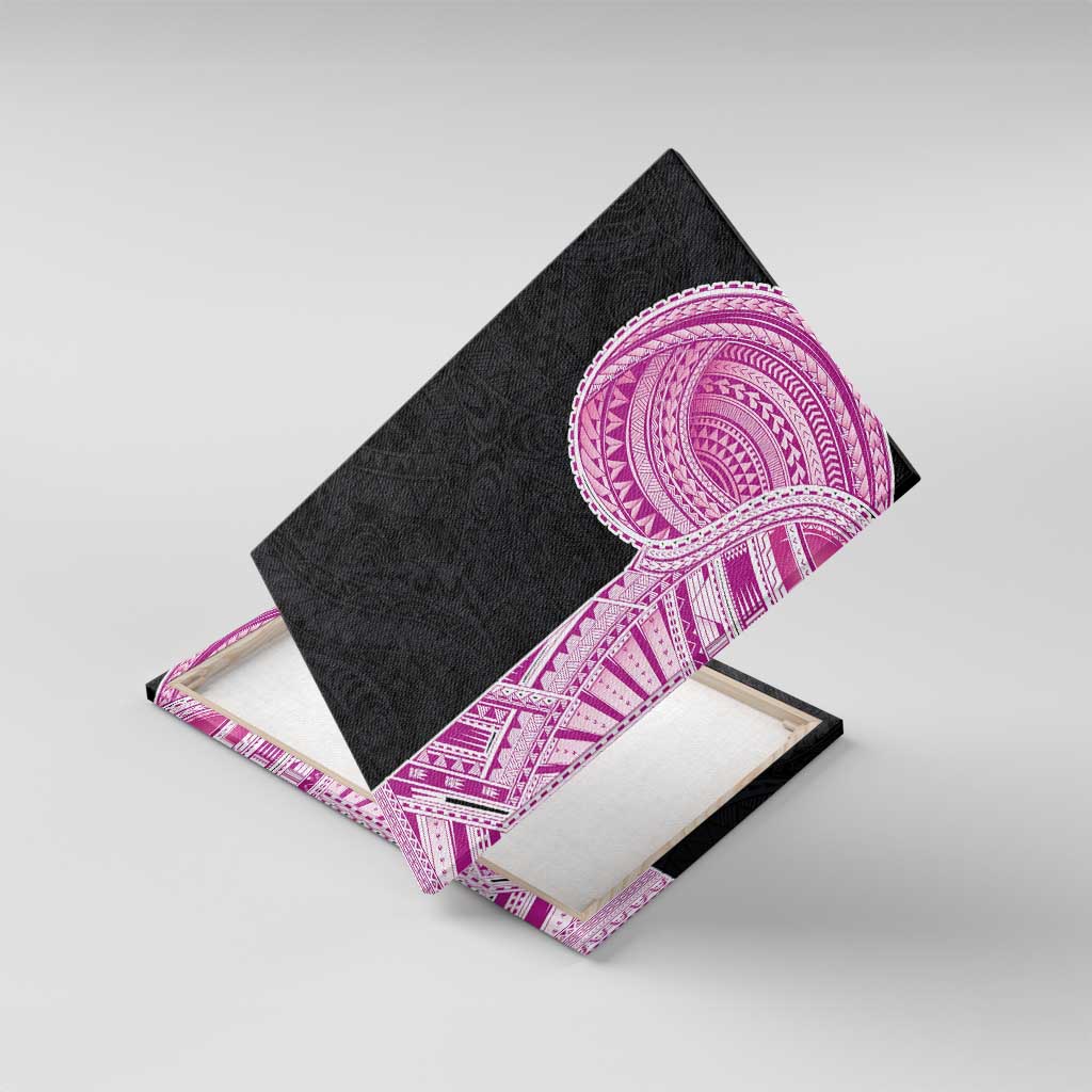 Samoan Art Tattoo Polynesian Pattern Canvas Wall Art Pink Out Color LT03 With Frame Black - Polynesian Pride