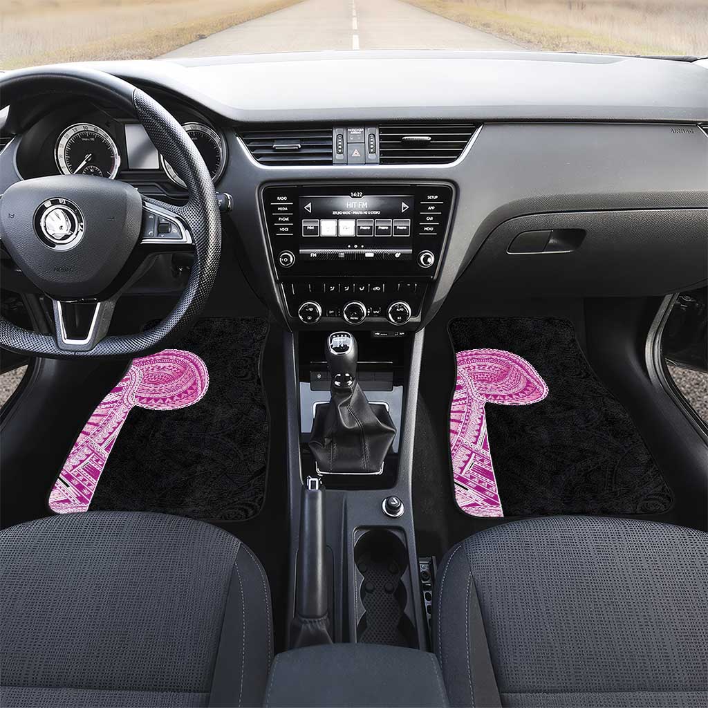 Samoan Art Tattoo Polynesian Pattern Car Mats Pink Out Color LT03 Set 2pcs - Front Black - Polynesian Pride