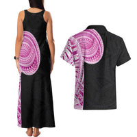 Samoan Art Tattoo Polynesian Pattern Couples Matching Tank Maxi Dress and Hawaiian Shirt Pink Out Color LT03 - Polynesian Pride