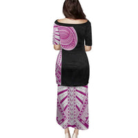 Samoan Art Tattoo Polynesian Pattern Family Matching Puletasi and Hawaiian Shirt Pink Out Color