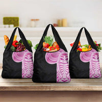 Samoan Art Tattoo Polynesian Pattern Grocery Bag Pink Out Color LT03 3-pack One Size Black - Polynesian Pride