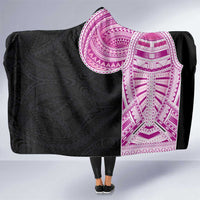 Samoan Art Tattoo Polynesian Pattern Hooded Blanket Pink Out Color LT03 One Size Black - Polynesian Pride