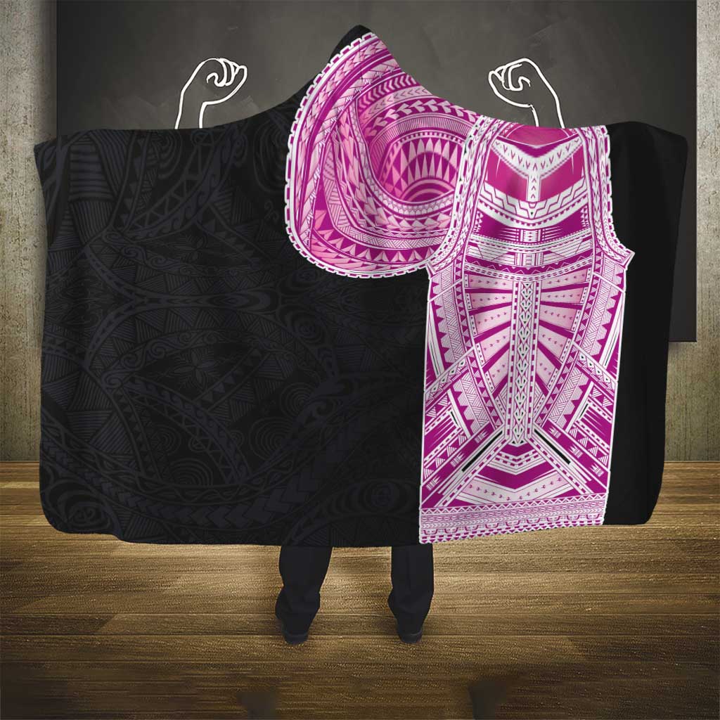 Samoan Art Tattoo Polynesian Pattern Hooded Blanket Pink Out Color LT03 - Polynesian Pride