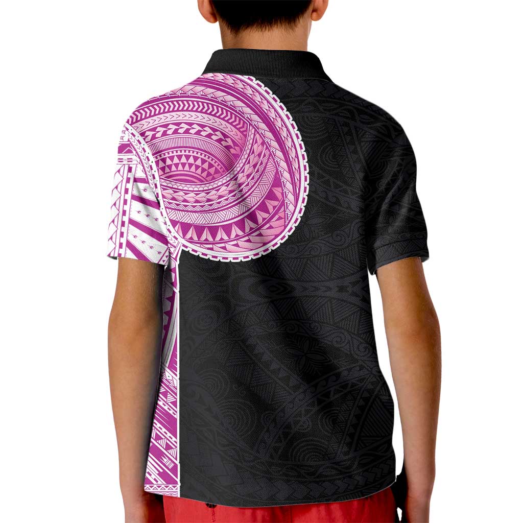 Samoan Art Tattoo Polynesian Pattern Kid Polo Shirt Pink Out Color