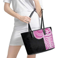 Samoan Art Tattoo Polynesian Pattern Leather Tote Bag Pink Out Color