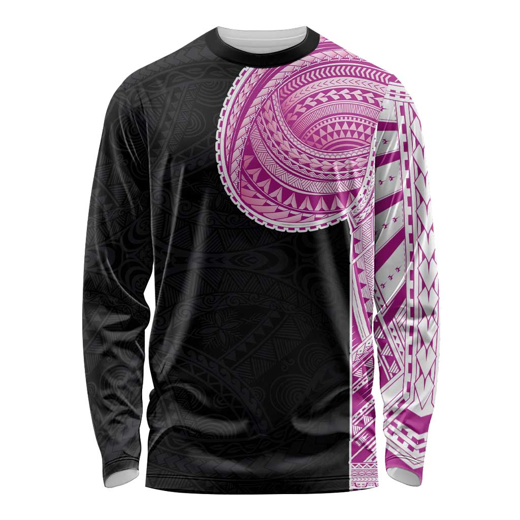 Samoan Art Tattoo Polynesian Pattern Long Sleeve Shirt Pink Out Color LT03 Unisex Black - Polynesian Pride