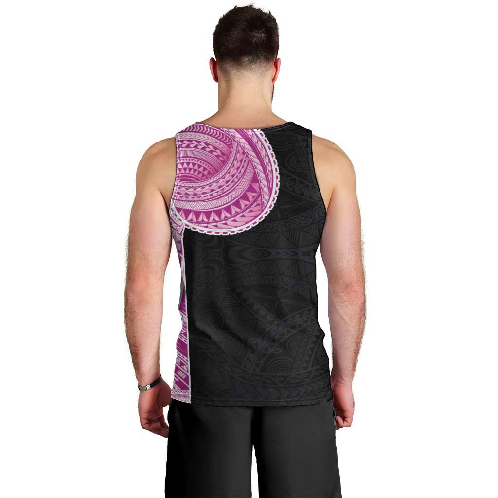 Samoan Art Tattoo Polynesian Pattern Men Tank Top Pink Out Color