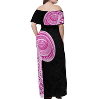 Samoan Art Tattoo Polynesian Pattern Off Shoulder Maxi Dress Pink Out Color