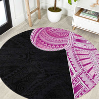 Samoan Art Tattoo Polynesian Pattern Round Carpet Pink Out Color