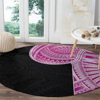Samoan Art Tattoo Polynesian Pattern Round Carpet Pink Out Color