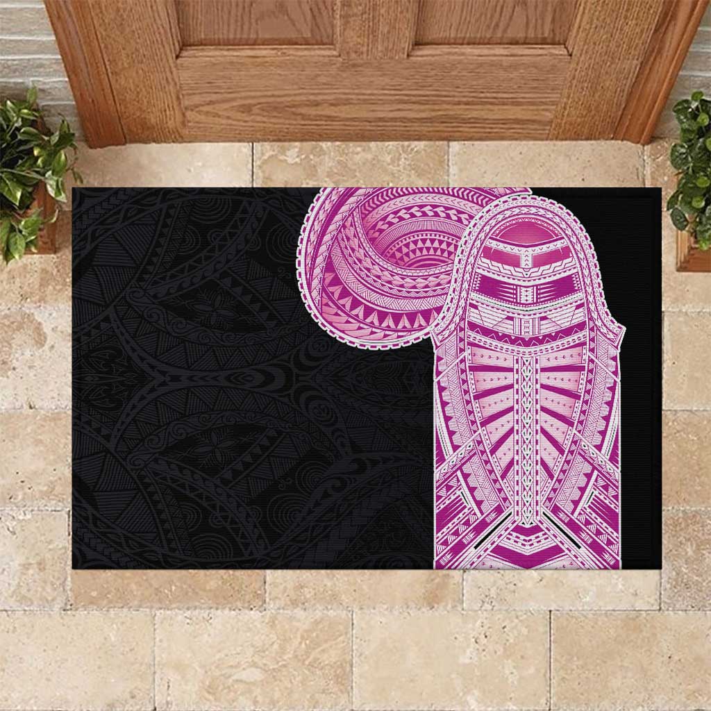 Samoan Art Tattoo Polynesian Pattern Rubber Doormat Pink Out Color LT03 Black - Polynesian Pride