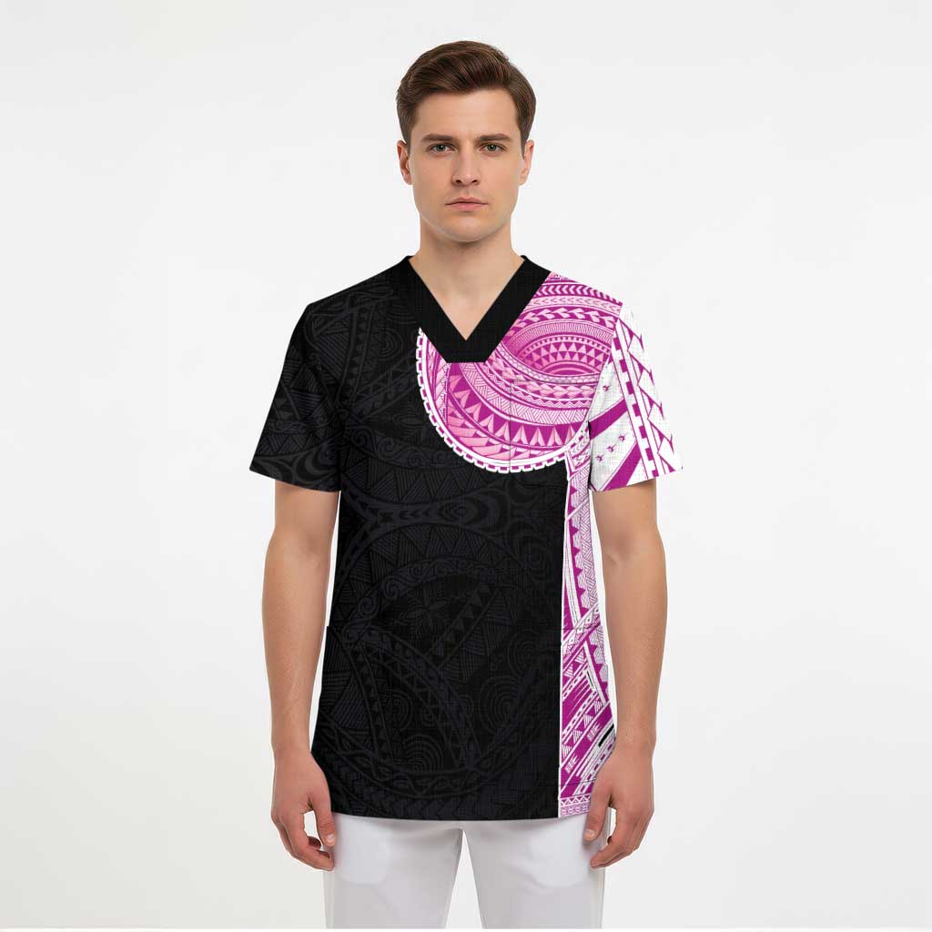 Samoan Art Tattoo Polynesian Pattern Scrub Top Pink Out Color LT03 - Polynesian Pride