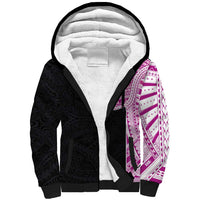 Samoan Art Tattoo Polynesian Pattern Sherpa Hoodie Pink Out Color LT03 Unisex Black - Polynesian Pride