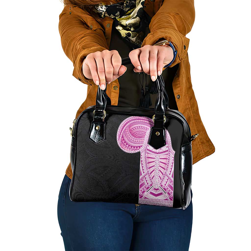 Samoan Art Tattoo Polynesian Pattern Shoulder Handbag Pink Out Color