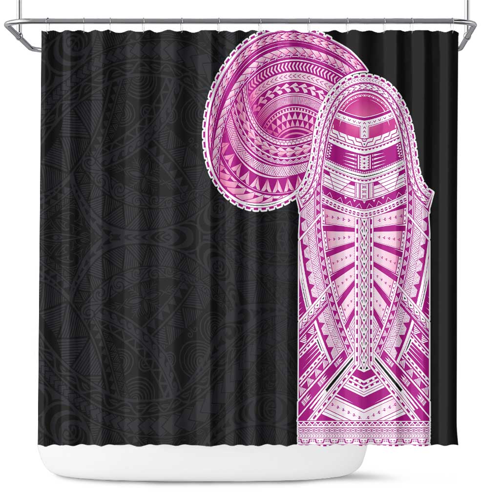 Samoan Art Tattoo Polynesian Pattern Shower Curtain Pink Out Color