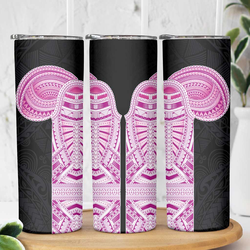 Samoan Art Tattoo Polynesian Pattern Skinny Tumbler Pink Out Color