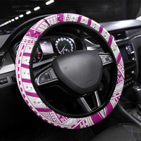 Samoan Art Tattoo Polynesian Pattern Steering Wheel Cover Pink Out Color LT03 Universal Fit Black - Polynesian Pride