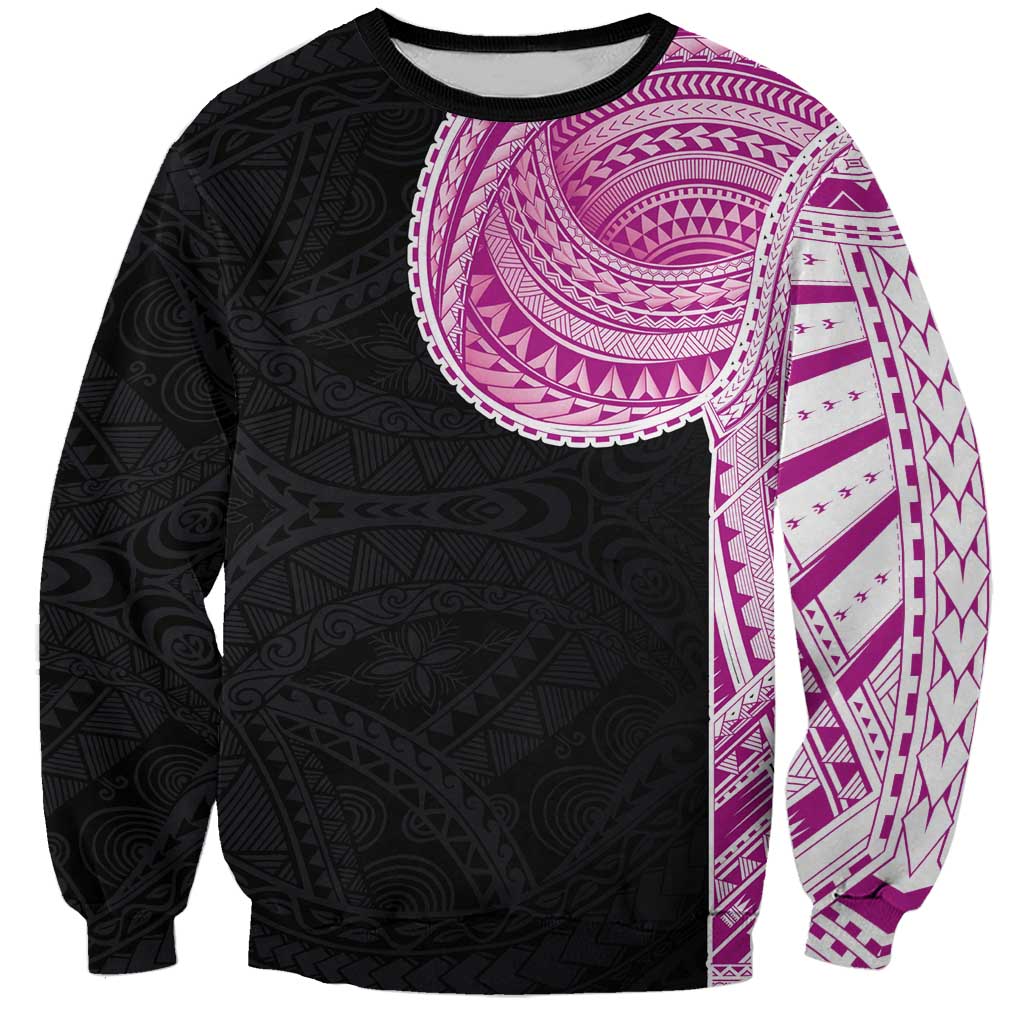 Samoan Art Tattoo Polynesian Pattern Sweatshirt Pink Out Color LT03 Unisex Black - Polynesian Pride