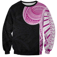 Samoan Art Tattoo Polynesian Pattern Sweatshirt Pink Out Color LT03 Unisex Black - Polynesian Pride