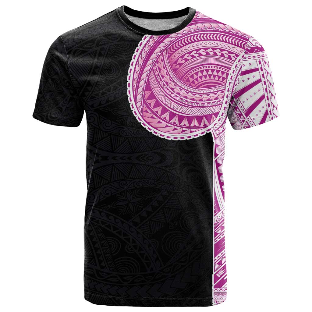 Samoan Art Tattoo Polynesian Pattern T Shirt Pink Out Color