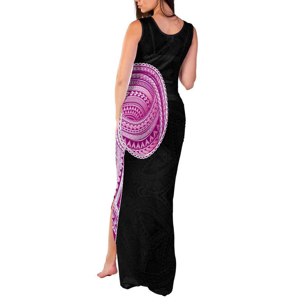 Samoan Art Tattoo Polynesian Pattern Tank Maxi Dress Pink Out Color