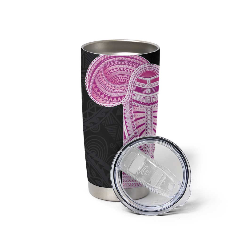 Samoan Art Tattoo Polynesian Pattern Tumbler Cup Pink Out Color