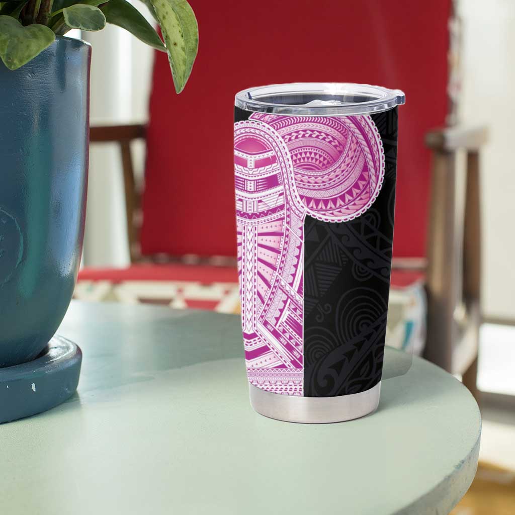 Samoan Art Tattoo Polynesian Pattern Tumbler Cup Pink Out Color