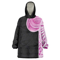 Samoan Art Tattoo Polynesian Pattern Wearable Blanket Hoodie Pink Out Color LT03 One Size Black - Polynesian Pride