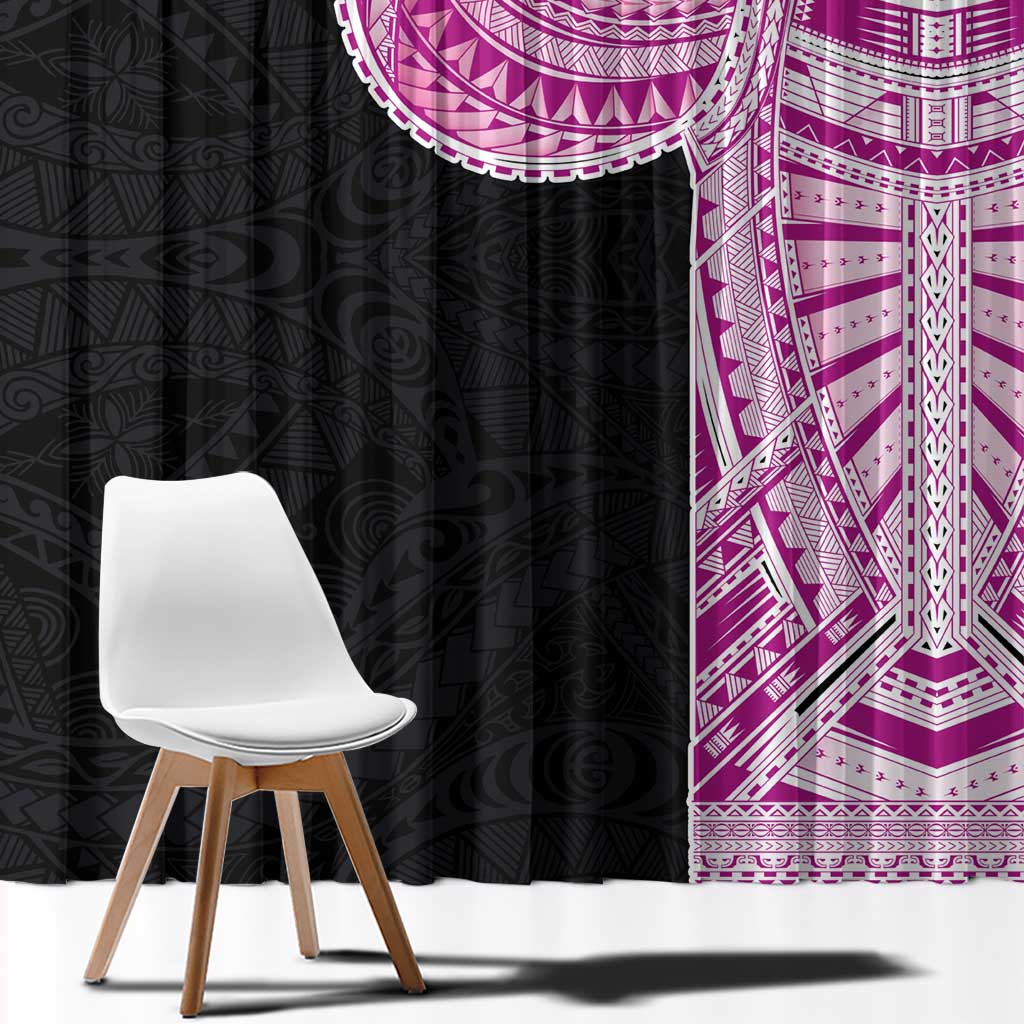 Samoan Art Tattoo Polynesian Pattern Window Curtain Pink Out Color