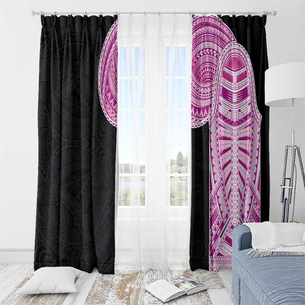 Samoan Art Tattoo Polynesian Pattern Window Curtain Pink Out Color
