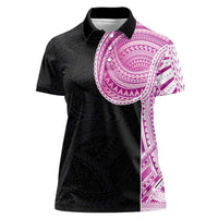 Samoan Art Tattoo Polynesian Pattern Women Polo Shirt Pink Out Color