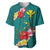 Aloha Kanaka Maoli Hawaii Flowers Baseball Jersey With Polynesian Pattern Teal Color