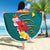 Aloha Kanaka Maoli Hawaii Flowers Beach Blanket With Polynesian Pattern Teal Color