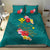 Aloha Kanaka Maoli Hawaii Flowers Bedding Set With Polynesian Pattern Teal Color