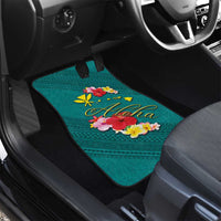 Aloha Kanaka Maoli Hawaii Flowers Car Mats With Polynesian Pattern Teal Color