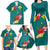 Aloha Kanaka Maoli Hawaii Flowers Family Matching Long Sleeve Bodycon Dress and Hawaiian Shirt With Polynesian Pattern Teal Color