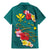 Aloha Kanaka Maoli Hawaii Flowers Family Matching Mermaid Dress and Hawaiian Shirt With Polynesian Pattern Teal Color