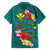 Aloha Kanaka Maoli Hawaii Flowers Family Matching Off The Shoulder Long Sleeve Dress and Hawaiian Shirt With Polynesian Pattern Teal Color