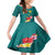 Aloha Kanaka Maoli Hawaii Flowers Family Matching Tank Maxi Dress and Hawaiian Shirt With Polynesian Pattern Teal Color