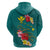 Aloha Kanaka Maoli Hawaii Flowers Hoodie With Polynesian Pattern Teal Color