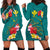 Aloha Kanaka Maoli Hawaii Flowers Hoodie Dress With Polynesian Pattern Teal Color