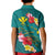 Aloha Kanaka Maoli Hawaii Flowers Kid Polo Shirt With Polynesian Pattern Teal Color