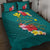 Aloha Kanaka Maoli Hawaii Flowers Quilt Bed Set With Polynesian Pattern Teal Color