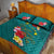 Aloha Kanaka Maoli Hawaii Flowers Quilt Bed Set With Polynesian Pattern Teal Color