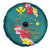 Aloha Kanaka Maoli Hawaii Flowers Spare Tire Cover With Polynesian Pattern Teal Color