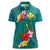 Aloha Kanaka Maoli Hawaii Flowers Women Polo Shirt With Polynesian Pattern Teal Color