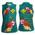 Aloha Kanaka Maoli Hawaii Flowers Women Sleeveless Polo Shirt With Polynesian Pattern Teal Color