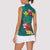 Aloha Kanaka Maoli Hawaii Flowers Women Sleeveless Polo Shirt With Polynesian Pattern Teal Color